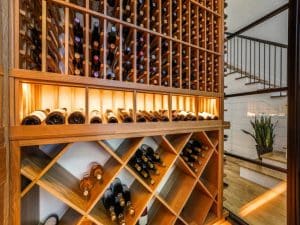Home Wine Cellar with Wooden Diamond Bins Wine Rack