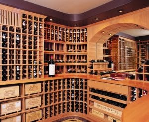 Traditional Rustic Wine Cellars with Wooden Racking in Los Angeles